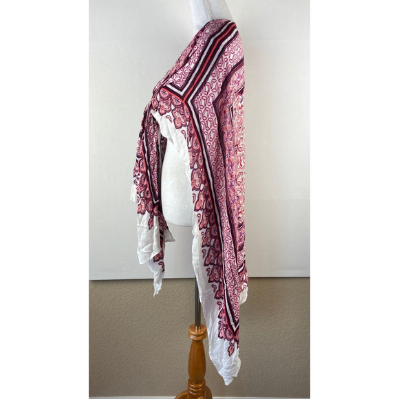 NWT Michael Stars Wrap Scarf Pink White Bandana Print Viscose - Picture 5 of 5